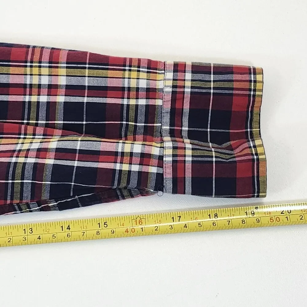 J Crew Mens Large Shirt Button Down Up Classic Flex Washed Plaid Long Sleeve